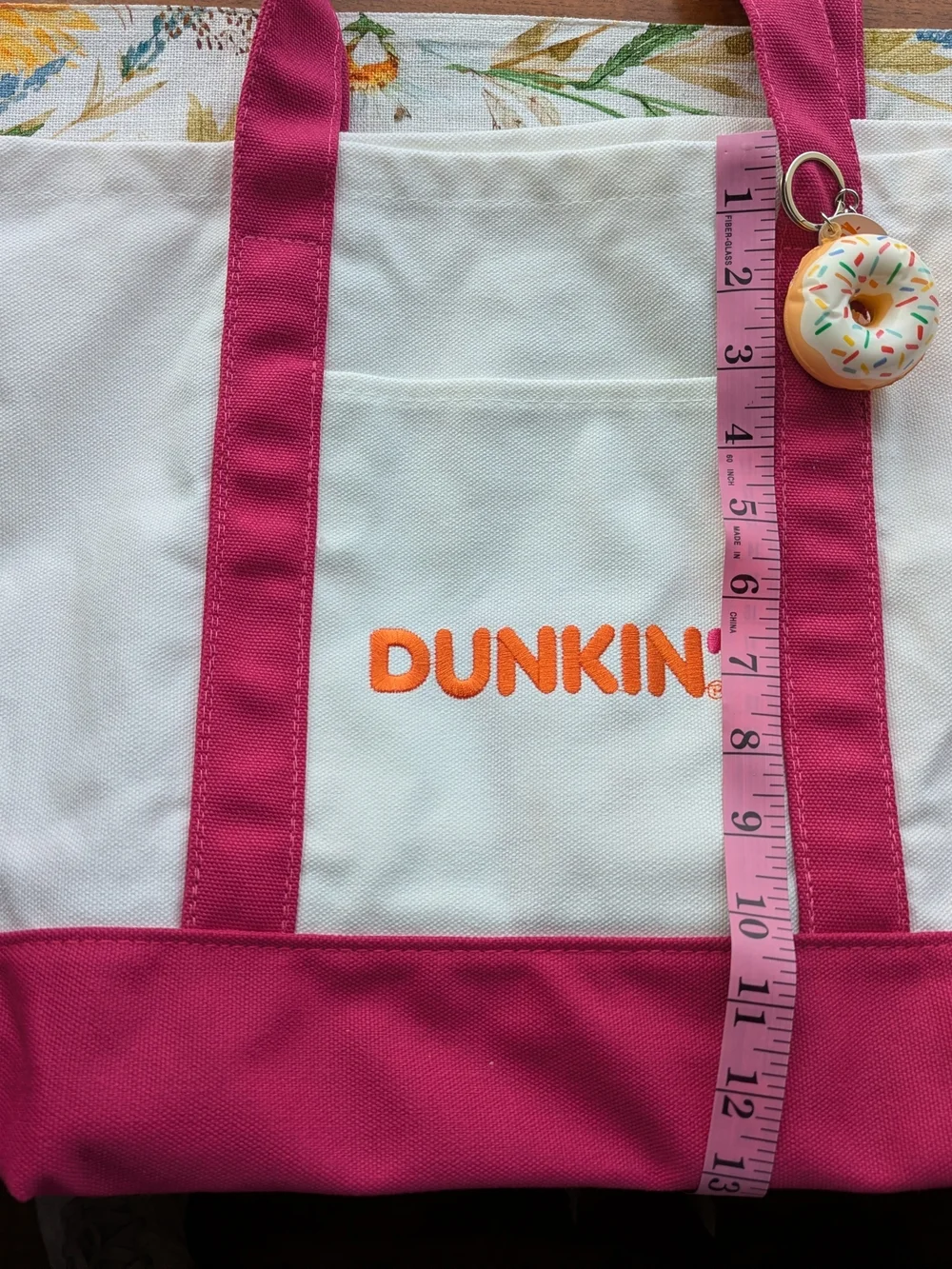 Dunkin' Two-Tone Cream and Pink Canvas Tote